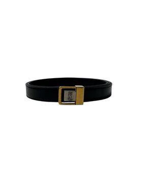 Saint Laurent YSL Yves Push Pin Buckle Belt 100 Shiny Leather